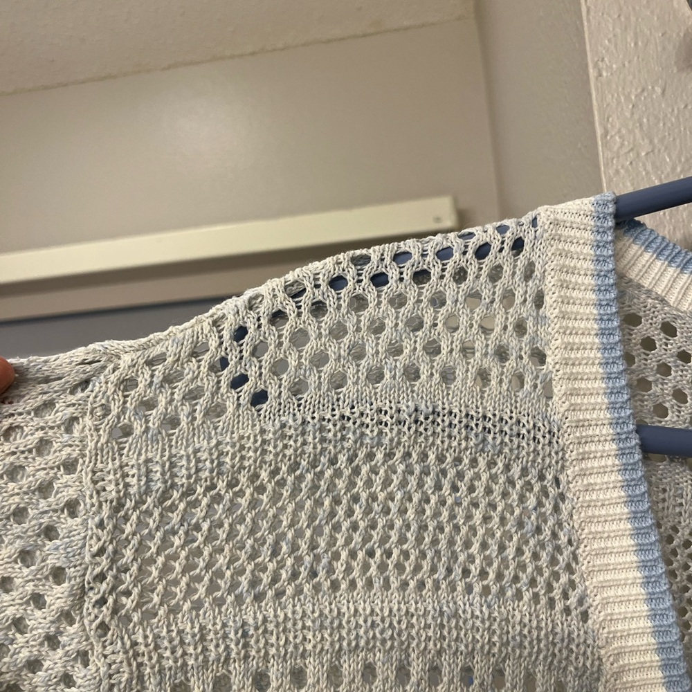 Like-New Design History Open-Knit Cardigan Sweater in Poolside Combo - Picture 5 of 8